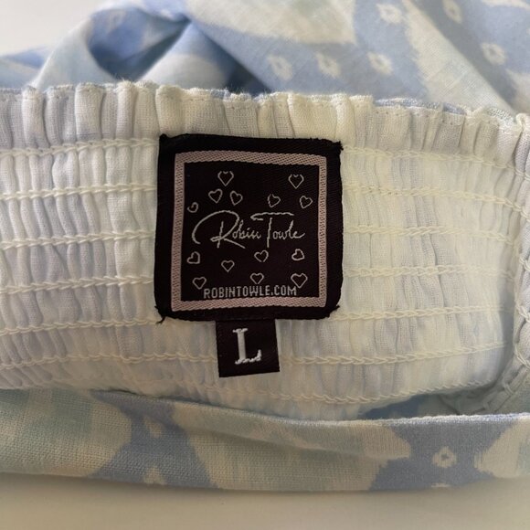 Women's ROBIN TOWLE 100% Linen Smocked Back Top Shirt Size Large L - Picture 3 of 4